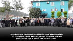 Belediye Başkan Yardımcımız Hüseyin Göktur ve Belediye Başkan Vekilimiz Ahmet Demir, Raazan Bayramı vesilesiyle belediye personelimizi ziyaret ederek bayramlarını kutladı.