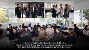 Cumhuriyetimizin banisi Gazi Kemal Atatürk’ün, edebiyete irtihalinin 87.yıl dolayısıyla kent lokantamızda ücretsiz yemek ikramı yapıldı.