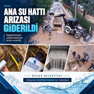 ​Konak Mahallesi’ndeki ana hat su arızasına Su ve Kanalizasyon Müdürlüğü ekiplerimiz anında müdahale etti.